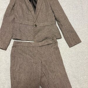 Ann Taylor Brown Tweed Blazer and Pants
